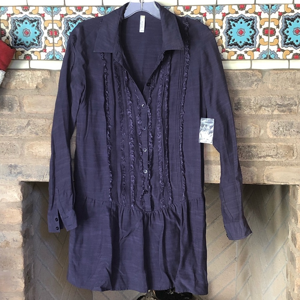 FREE PEOPLE Drop Waist Shirt Dress